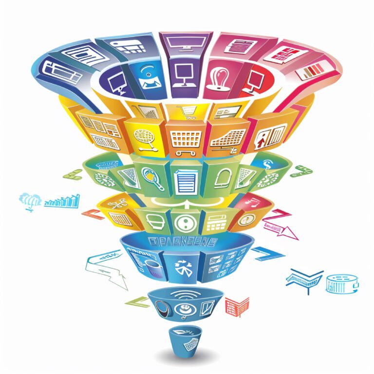 marketing funnel diagram illustrating customer journey stages